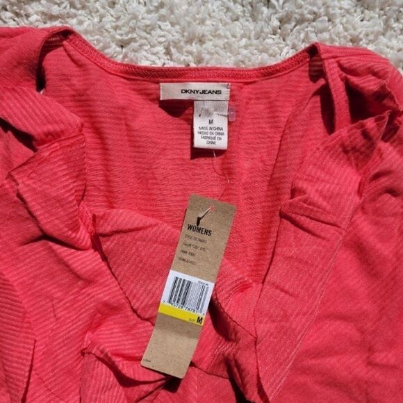 New DKNY Orange Ruffled Sleeveless Blouse Size M - Picture 2 of 4